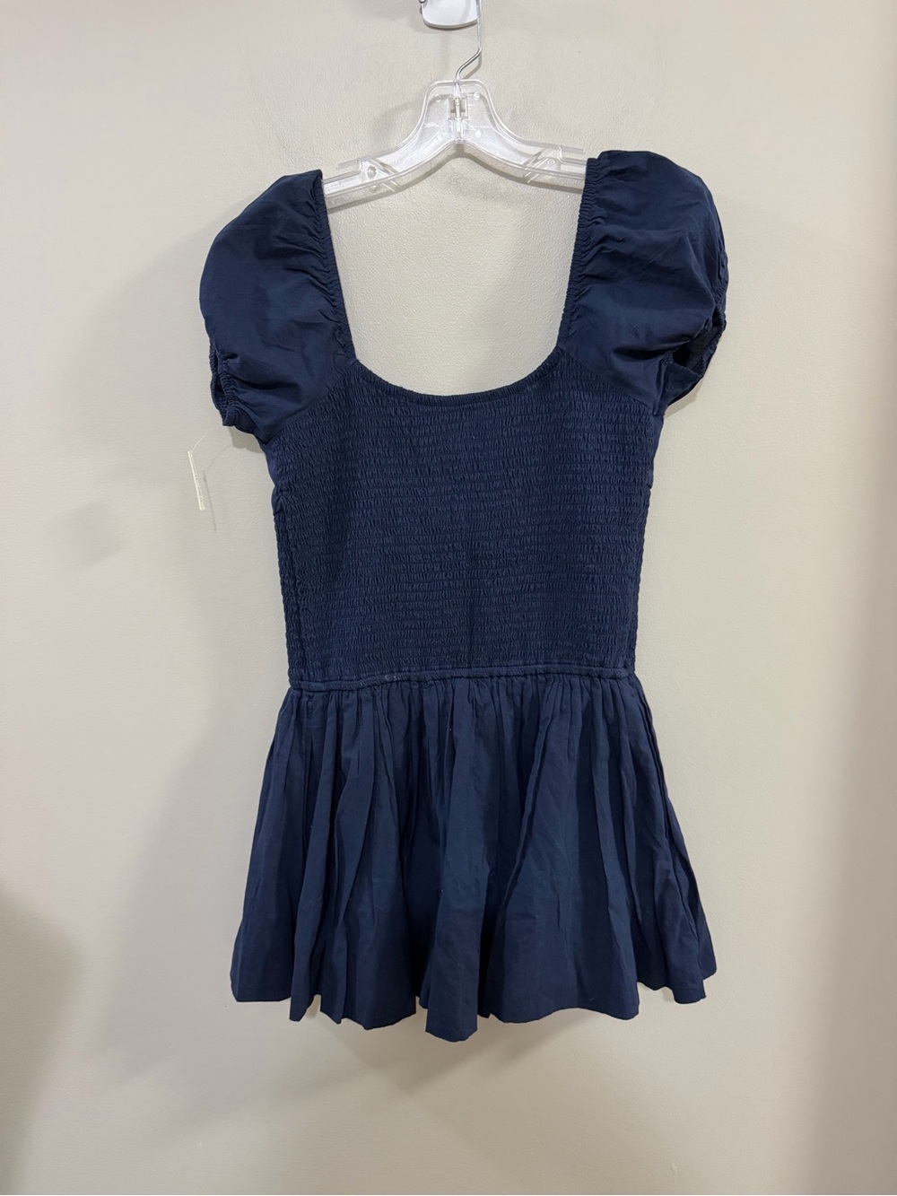 Hollister Sofia Drop Waist Navy Square-Neck Puff Sleeve Mini Skort Dress. Size M - Picture 3 of 11
